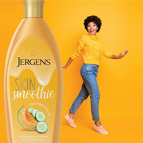 Loção corporal de smoothie de pele de JERGEN, pepino e hidratante perfumado de melão, hidratação