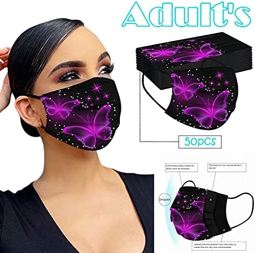 50pcs máscara facial descartável para adultos para adultos respiráveis ​​e elásticos de orelha elástica