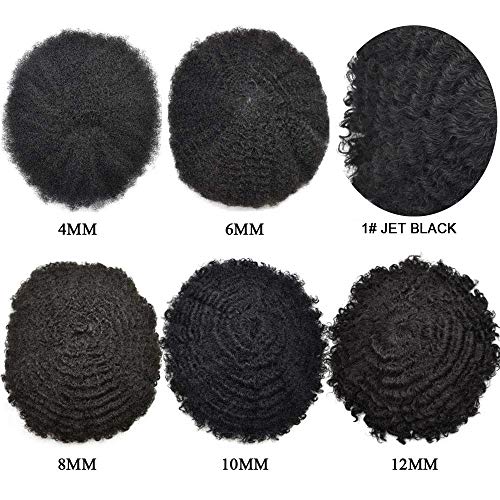 Curve Hair Afro Toupe para homens negros Remy Remy Humano Humano Full Poly -Afro -American Human Human System