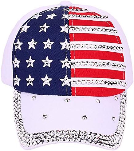 Capas de beisebol Bling Bling American Blang Bling, chapéu de bandeira dos EUA para mulheres