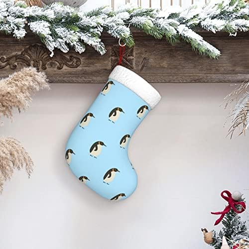 Waymay Penguins na meia de Natal azul 18 polegadas de Natal de meia -calça de férias clássicas de decoração de férias