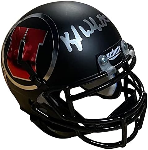 Kyle Whittingham assinou Utah Utes Black Alt Mini Capacete comemorativo JSA CoA - Mini capacetes