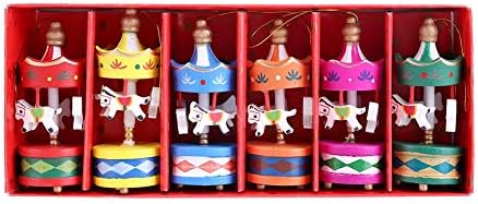 Carrossel de madeira de ovast, cavalos de carrossel de carross decoração de decoração de crianças enfeites
