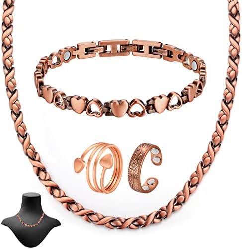 Colar de cobre Vicmag e pulseira para mulheres 99,9% Solid Pure Copper Jewelry Day do dia dos