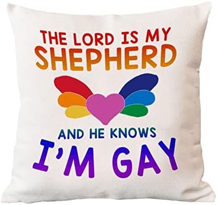 Capa de travesseiro de arco -íris gay de transgênero pansexual LGBTQ O Senhor é meu pastor e