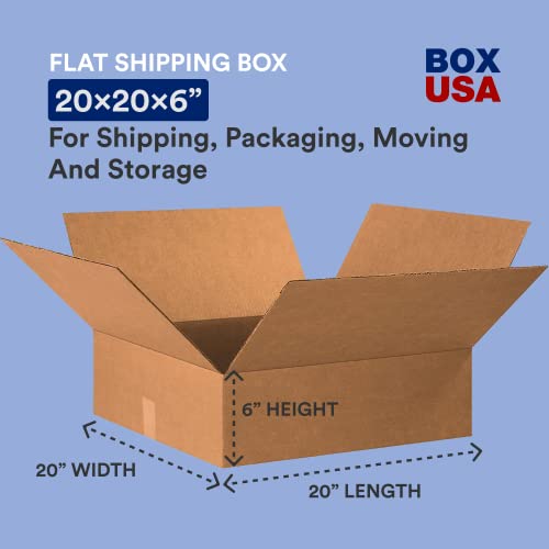 Caixa USA 20X20X6 Caixas de corrugados planos, planos, 20l x 20w x 6h, pacote de 15 | Remessa, embalagem, movimentação,