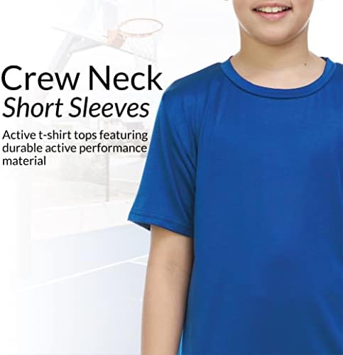 T-shirt ativo para meninos-treino atlético de seca rápida Treinamento de trecho de gola esticada de manga