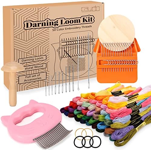 Caydo Speedweve Darning Mini Loom Kits Máquina com 50 fios coloridos, ovo de meias de meias, kit completo