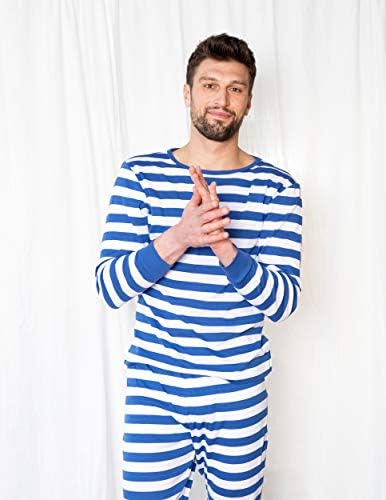 Pijama masculino da Leveret montou o Natal listrado 2 peças PJS Conjunto Algodão calça de sono