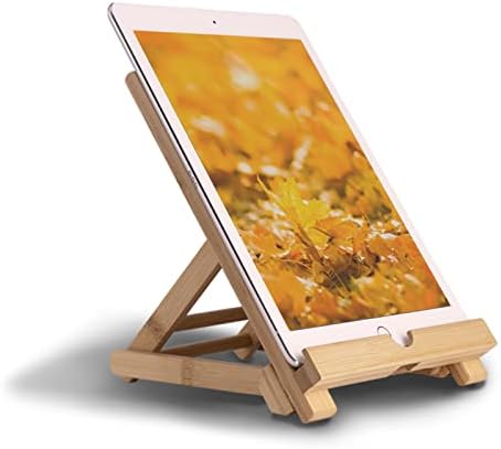 Porta de suporte de celular de bambu com orifício carregável, suporte para celular de madeira portátil