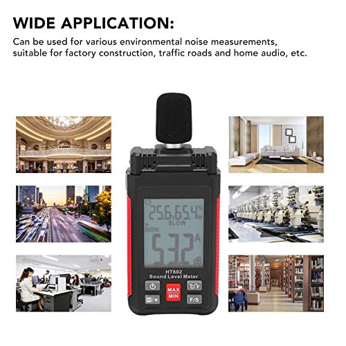 Medidor de decibel de áudio digital, monitor de nível de som do medidor de dB, medindo 30 dB a