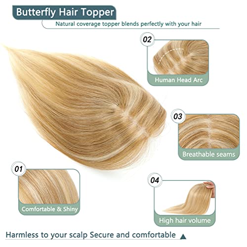 Luckkimode Hair Toppers para mulheres Toppers de cabelo humano reais 12 polegadas 120% de densidade de densidade