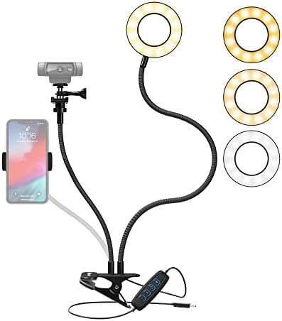 Clipe de engrenagem Knox no suporte da luz do anel selfie com braço flexível e suporte de telefone celular