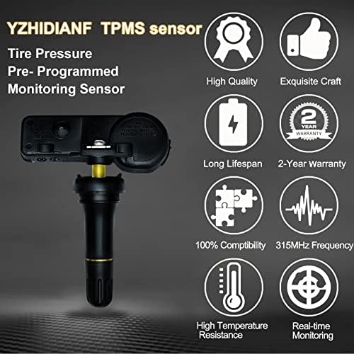Yzhidianf 5pack 13586335 TPMS 315MHZTIRE Monitoramento de pressão Sensor System se encaixa para:--Buick para: