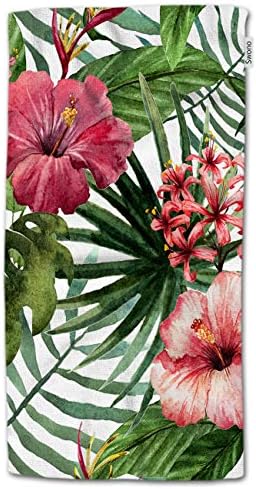 Hgod projeta toalhas de mão tropical, folhas de palmeira havaí de verão e planta tropical Flor