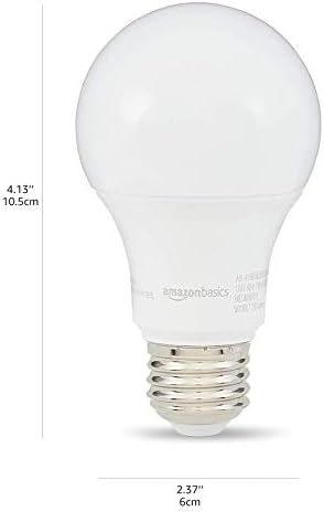 Basics 60W equivalente, 3000k branco, diminuído, 10.000 horas Lifetime, lâmpada LED A19 | 6-pacote