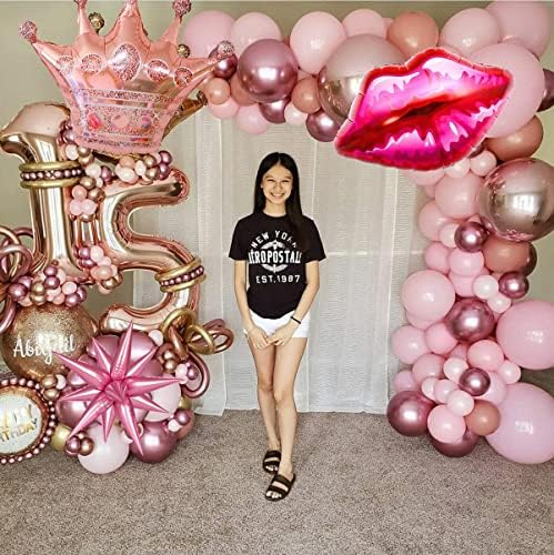 Decorações de 15º aniversário para meninas, Rose Gold Mis Quince 15 Balão definido para decorações