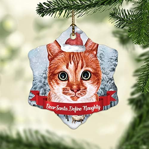 3 polegadas Dear Papai Noel Definir ornamentos de gato de Natal travessos Presentes engraçados para cachorros mamãe