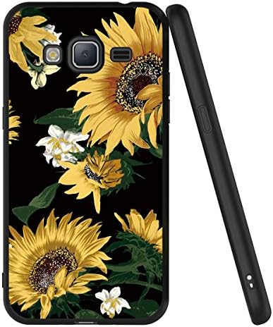 Caso de Yeedge para Galaxy J3 , capa de telefone preto com padrão 【Ultra Slim】 Gel flexível de