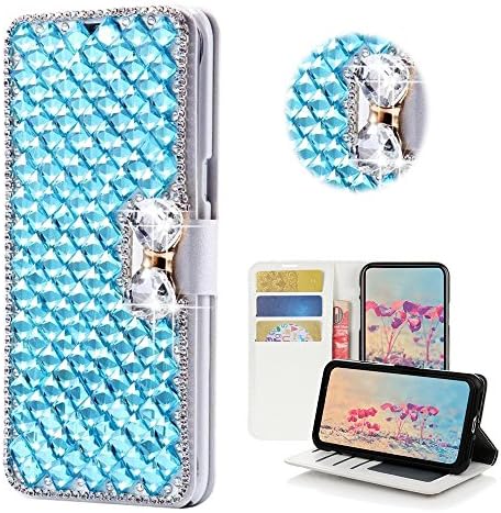 Stenes Samsung Galaxy S6 Caso ativo - elegante - 3D Bling Bling Crystal Square Lattice Wallet Slots
