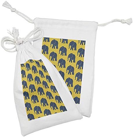 Ambesonne Animals Fabric bolsa Conjunto de 2, padrões azuis focinhos e chifres de estilo africano, pequenos