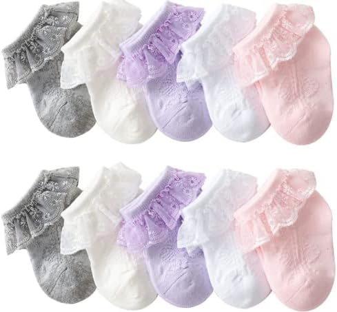 Guozyun garotas meias de algodão tornozelo ilhó de renda de renda de verão meias de princesa para crianças recém