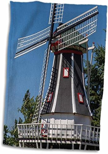 3d Rose Windmill na vila holandesa de Nelis. Holland Michigan EUA. TWL_208395_1 Toalha, 15 x 22, branco
