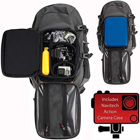 Navitech Action Camera Backpack e Blue Storage Case com cinta de tórax integrada - Compatível com Akaso
