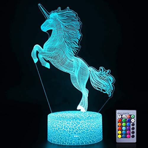 Luzes noturnas de unicórnio 3D 16 cores LED Lâmpadas de ilusão de ilusão leves com toque inteligente e controle