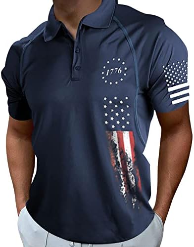 Camisas de pólo de bandeira dos EUA para homens 4 de julho Patriótico camisetas de verão