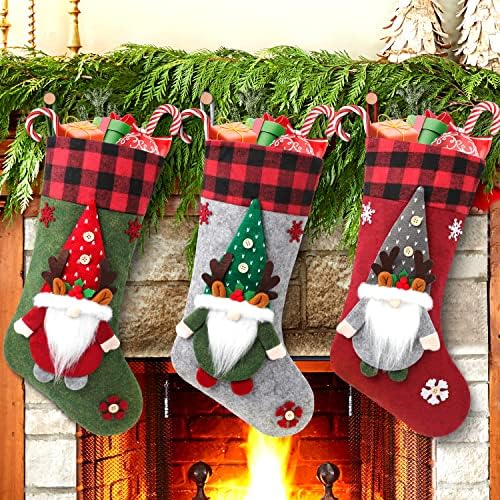Meias de natal lhmtqvk, 3 meias para lareira de embalagem para decoração de Natal Meias de Natal personalizadas