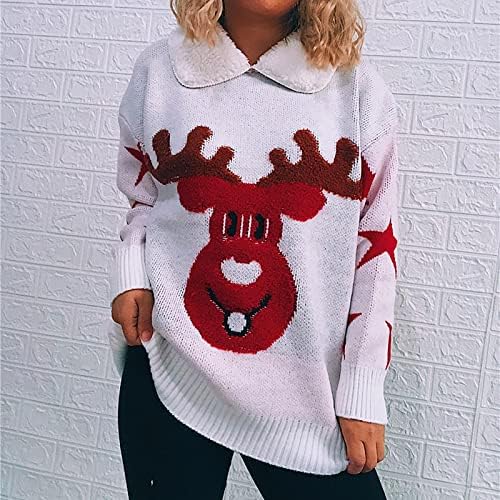 Roupas de Natal feminino chapéu de moda de gola doce garetom sweater de girôs suéter suéter de suéter de