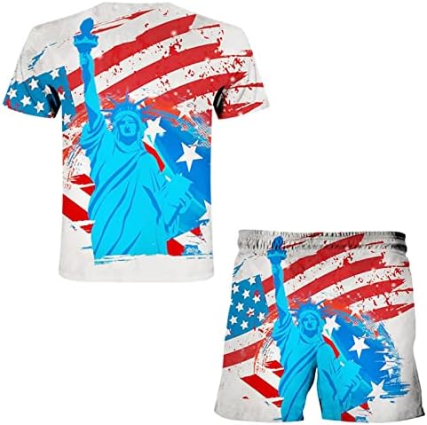 Independência da bandeira American Men Set Casual 3d Day de verão Imprimindo ternos de homens e conjuntos