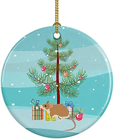 Tesouros de Caroline CK4465CO1 Spiny Mouse Merry Christmas Cerâmica Ornamento, Decorações de Árvores de