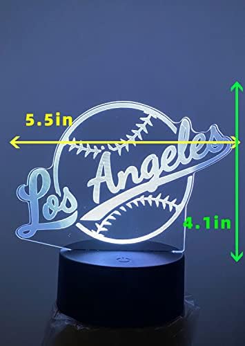 ClorurbanLive 3D Baseball Los Angeles Night Light 3D Ilusão Lâmpada para meninos Presente 16 Mudança de cor