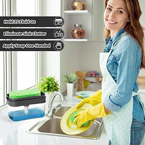 Dispensador de sabão de prato homexcel para pia da cozinha, esponjas de celulose compactadas de