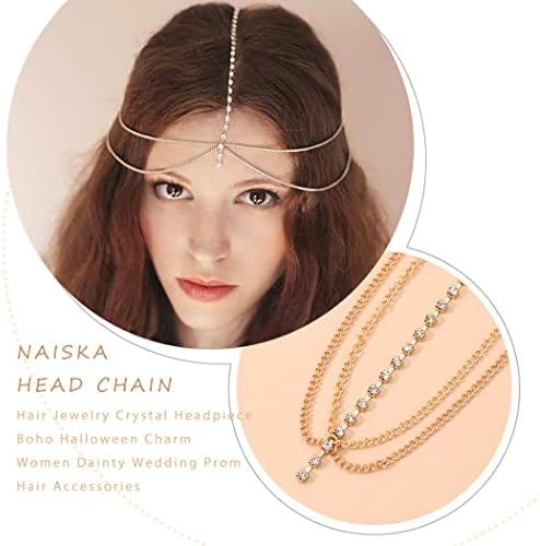 Naiska Gold Rhinestones Cabeça Chave de cabelo Jóias Crystal Vintage Bohemia Capítulo Charme Festa