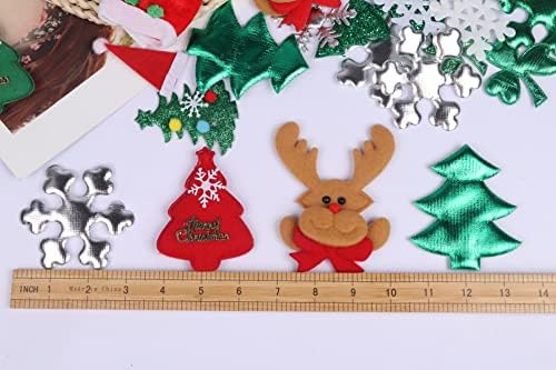 Yycraft variou 50pcs de apliques acolchoados de Natal para costura, árvore de natal Snowflake Snowman Mix Apliques