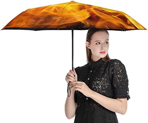 Skull Flamejante 3 Foldas Abra automática Fechar a Umbrella Umbrella Umbrella Umbrellas Portable