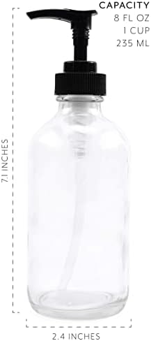 Garrafas de bomba de vidro transparente de 8 onças, ótimas como garrafas essenciais de óleo, garrafas de