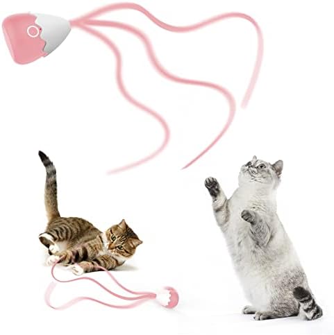 Petcronies Toys de gatos interativos para gatos internos, gato automático Wand Toy Silicone Tail Teaser