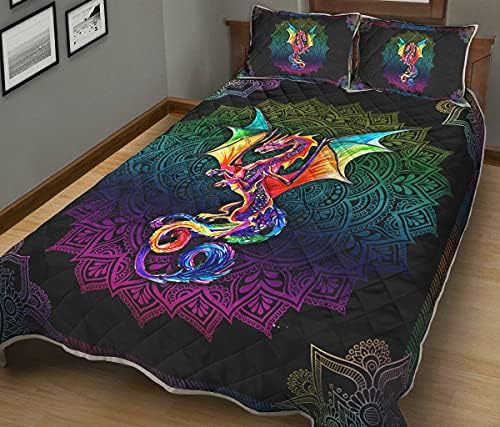 Dragão amoroso colorido edredom roxo colorido - conjuntos de roupas de cama de dragão que rainha rei - dragão padronizado