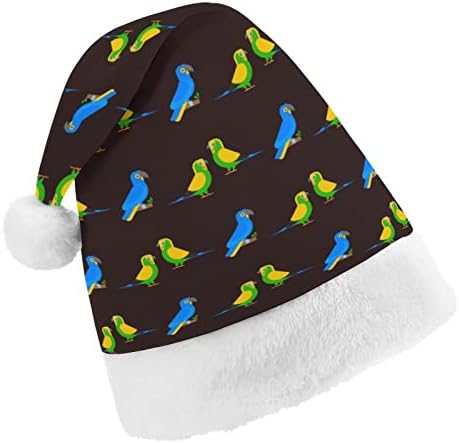 Parrots Birds luxuoso chapéu de Natal travesso e bonitos chapéus de Papai Noel com borda de pelúcia