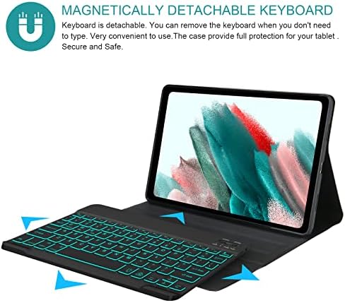 FOGARI GALAXY TAB A8 10.5 Caixa de teclado 2022, 7 cores iluminada com o teclado Bluetooth iluminado