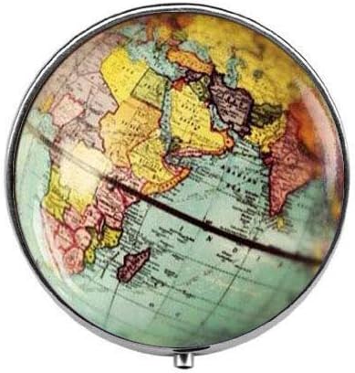 Globo do mapa mundial - Caixa de comprimidos da terra - Globe World Travel Adventurer Pill Box - Glass