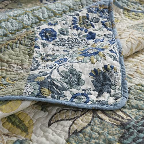Brindille Queen Size Quilt - Bedding de algodão com 2 travesseiros, shams, colcha leve reversível