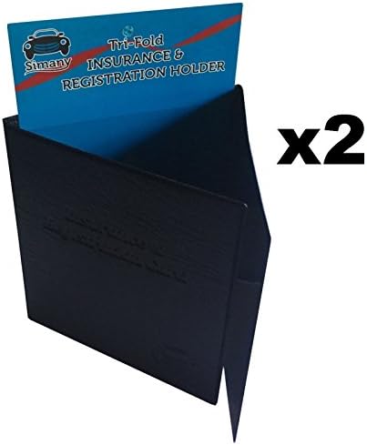 Conjunto de 2 Black Tri-Dold Car Seguro Registration titular 5.25 x 6 Leather Faux em relevo