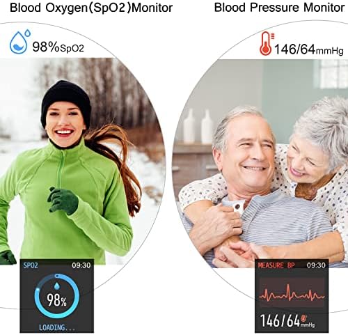 Popglory Smart Watch, smartwatch com pressão arterial, monitor de oxigênio no sangue, rastreador de