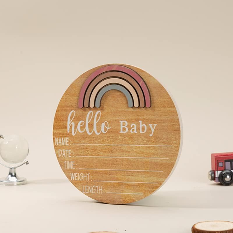 Anúncio do bebê sinal de arco -íris Nome do bebê Signo 6,3 polegadas Nome do bebê Sinal de anúncio