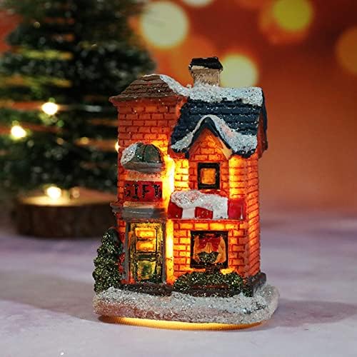 WLKQ Christmas Village Sets - Decoração de Natal, LED Casas de Vila de Natal LED com estatuetas, Coleção de Vilas